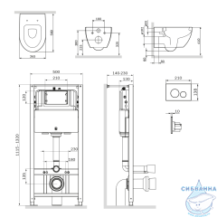 Инсталляция AM.PM с кнопкой смыва в комплекте с унитазом AM.PM Awe c сиденьем Soft close (микролифт) IS49001.111738