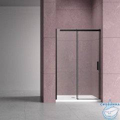 Дверь в нишу Vincea Dice 140 профиль черный, стекло прозрачное VDS-4D140CLB