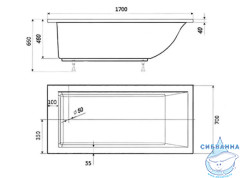 Ванна из искусственного камня Toni Arti Pietra 170х70 TA-PPA17070 (белый)