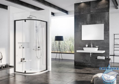 Душевое ограждение Ravak Pivot PSKK3 80х80 профиль черный (без поддона)