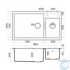 Кухонная мойка Omoikiri Tedori 86-2-LB-GR серый