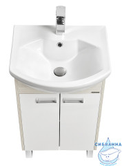 Тумба Акватон Бекка 50 с раковиной Смайл 50 белый/дуб сомерсет