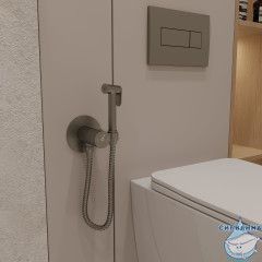 Встраиваемый смеситель с гигиеническим душем Oliveeka Y-Line OL-829909-BGM (оружейная сталь)