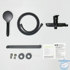 Смеситель для ванны Gross Aqua Evo Matt Black 7121297MB-35F с душевым гарнитуром (черный матовый)