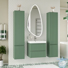 Тумба подвесная Brevita Victory 60 зеленый с раковиной Dreja Luxury 60
