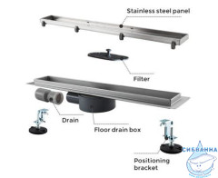 Дренажный трап для душа Gappo G85007-4 500 под плитку (сатин)