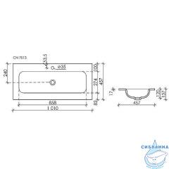 Раковина встраиваемая 101 см Ceramicanova Grace CN7013MB