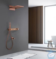 Душевая система ABBER Rund AF8753MRG скрытого монтажа с изливом, термостат, розовое золото матовое