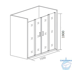 Дверь в нишу Bas Cofe WTW-TD-150-C-B профиль черный, стекло прозрачное