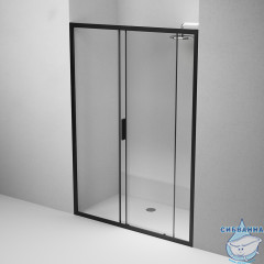 Дверь в нишу AM.PM Gem  W90G-140-1-195BT 140 см профиль черный, стекло прозрачное