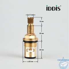 Кран-букса керамическая, 90°, 20 зубцов, M18x1,5, M21, h=53 мм, IDDIS, 998CR532SM