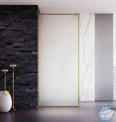 Walk-in Veconi Korato 120 профиль брашированное золото, стекло дождь KR81RG-120-06-C4