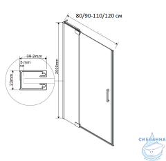 Дверь в нишу Vincea Extra 100-110 профиль черный, стекло прозрачное VDP-1E1011CLB