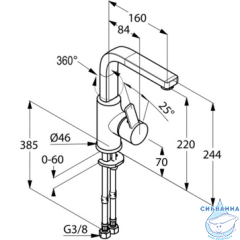 Смеситель для раковины Kludi Zenta 420260575 (без донного клапана)