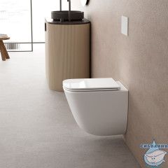 Комплект подвесной унитаз ABBER Rechteck AC1220TC белый, с закрытым дном с инсталляцией AC0105 и кнопкой AC0121NG оружейная сталь
