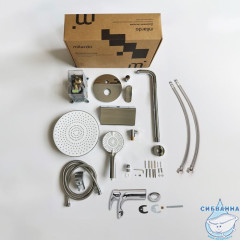 Комплект смесителей 2 в 1: Душевая система и смеситель для умывальника, глянцевый хром, Rora, Milardo, ROR0000M70