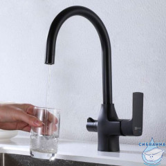 Смеситель для кухни Lemark Ursus LM7261BL с каналом для фильтрованной воды (черный матовый)