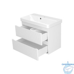 Тумба подвесная Brevita Victory 70 белый матовый с раковиной Dreja Luxury 70