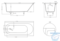 Ванна из искусственного камня Salini Ornella 170x80 (материал sapirit, белый глянцевый)