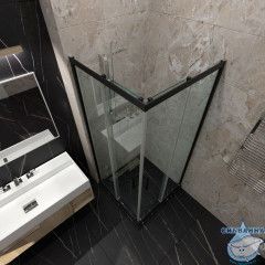 Душевое ограждение Тритон Фикс 90x90 профиль черный, стекло прозрачное Щ0000067440 (без поддона)