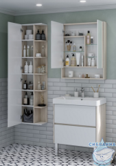 Тумба Акватон Сканди 70 белый глянцевый /дуб верона, с раковиной Адриана 70