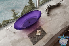 Ванна из полиэфирной смолы ABBER Kristall 180х85 AT9702Amethyst фиолетовая