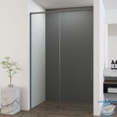 Дверь в нишу Vincea Ultima 100 профиль вороненая сталь, стекло прозрачное VDS-7UL100CLGM