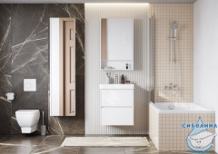 Тумба Акватон Сканди 55 белый глянцевый/белый матовый с раковиной Адриана 55