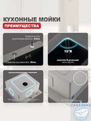 Кухонная мойка Raglo 50 R700.5050.09 (графит)