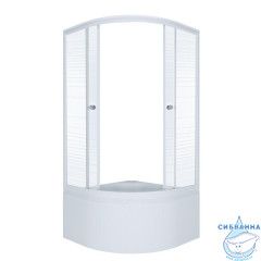 Душевое ограждение Тритон Стандард Б 90x90 профиль белый, стекло полосы Щ0000061799 (с поддоном)