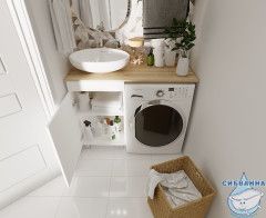 Тумба 1Marka Wash 50 белый со столешницей Wash 110 L дуб сонома и раковиной Roll 53