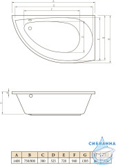 Акриловая ванна C-BATH Aqua 140x80 R с каркасом