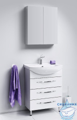 Тумба Aqwella Classic Аллегро 65 с раковиной Элеганс 65 белый глянец с тремя ящиками