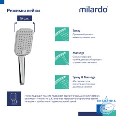 Лейка для душа Milardo Ideal Spa 3 режима ILS3FCSM18