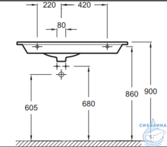 Раковина 100 см Jacob Delafon Nouvelle Vague EXAQ112-Z-MG2