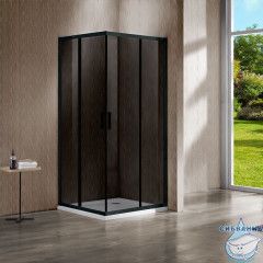 Душевое ограждение Vincea Гарда 120x120 профиль черный, стекло тонированное VSS-1G1212CGB