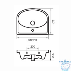Раковина встраиваемая 60 см Cersanit Erica UM-ERI60/1