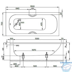 Стальная ванна Bette Form AD PLUS 150x70