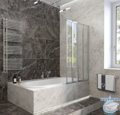 Шторка для ванны Veconi Палау 120x150 профиль хром, стекло прозрачное PL74R-120-01-19C4