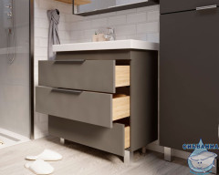 Тумба 1Marka Gaula 60Н черный с раковиной Moduo Slim 60