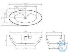 Акриловая ванна ABBER AB9374-1.7 170x80 с каркасом