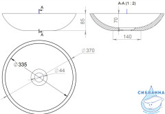 Раковина на столешницу 37 см Salini Callista (материал sapirit, белый глянцевый)