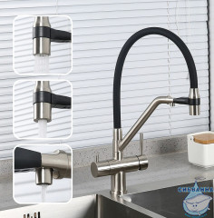 Смеситель для кухни Gappo G4398-85 (сатин/черный)