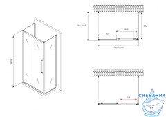 Душевое ограждение ABBER Schwarzer Diamant AG30170MH-S100M-S100M 170x100 профиль хром, стекло матовое (без поддона)