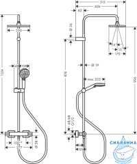 Душевая система Hansgrohe Vernis Shape 230 1 режим 26286670 (черный матовый)