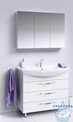 Тумба Aqwella Classic Аллегро 105 с раковиной Стиль 105 белый глянец с тремя ящиками