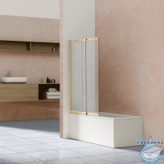 Шторка для ванны Vincea 100х145 профиль брашированное золото, стекло прозрачное VSB-1E100CLG