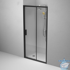 Дверь в нишу AM.PM Gem W90G-100-1-195BT 100 см профиль черный, стекло прозрачное