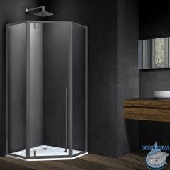 Душевое ограждение Vincea Penta 100x100 профиль вороненая сталь, стекло прозрачное VSP-3P100CLGM