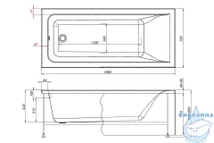 Акриловая ванна Aquanet Aura 170x75 с каркасом